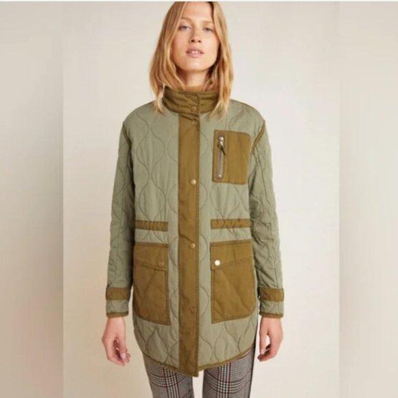 Anthropologie Jackets & Blazers - Anthropologie Quilted Liner Jacket Green Utility Coat- 2X
